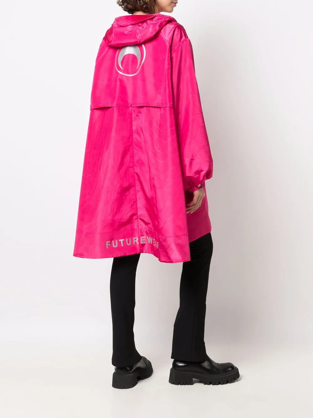 A-Line Moire Hooded Windbreaker Coat