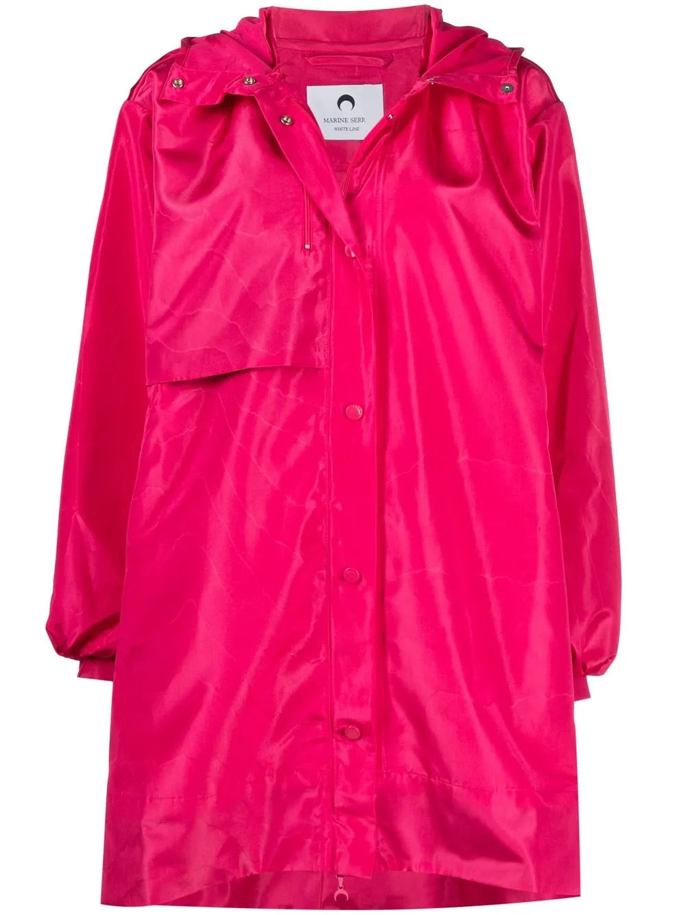 A-Line Moire Hooded Windbreaker Coat