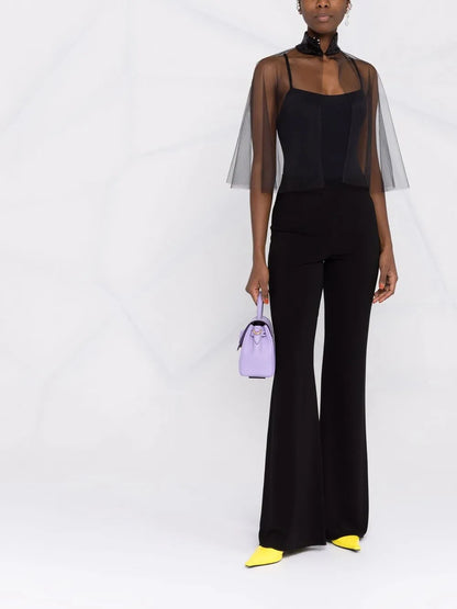 Sequin-Embellished Sheer Top