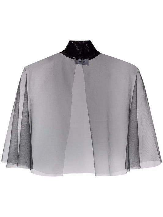 Sequin-Embellished Sheer Top