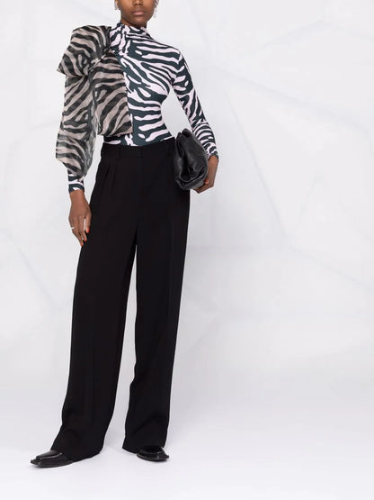 Animal-Print Bow Detail Bodysuit