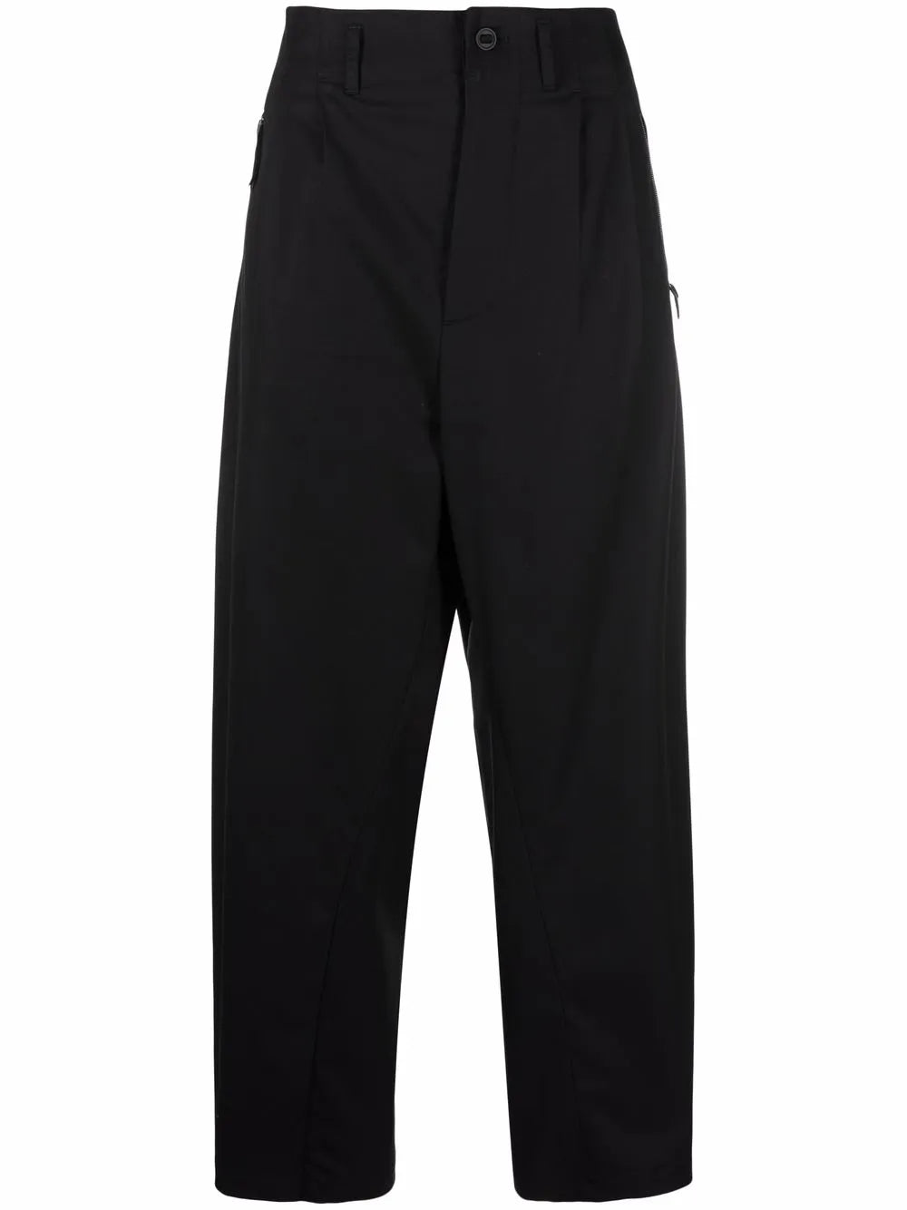 Pleat-Detail Zip-Pockets Worker Pants