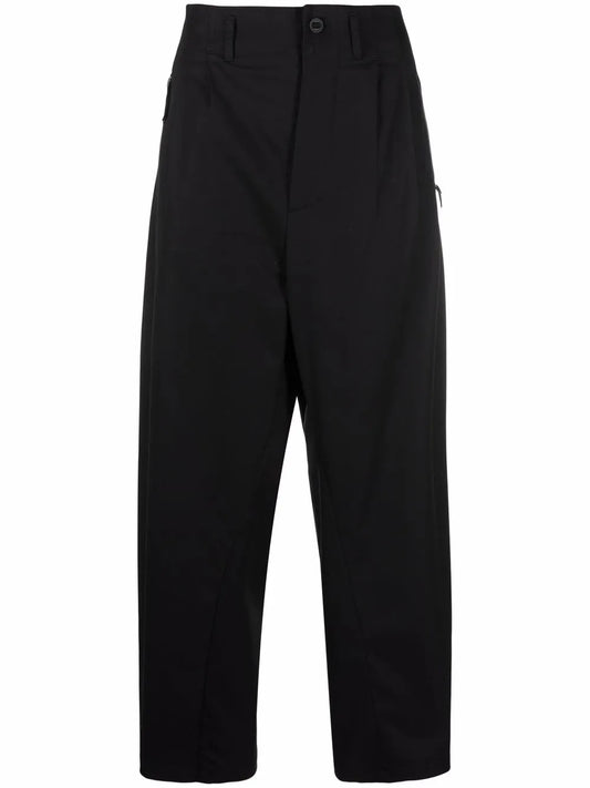 Pleat-Detail Zip-Pockets Worker Pants