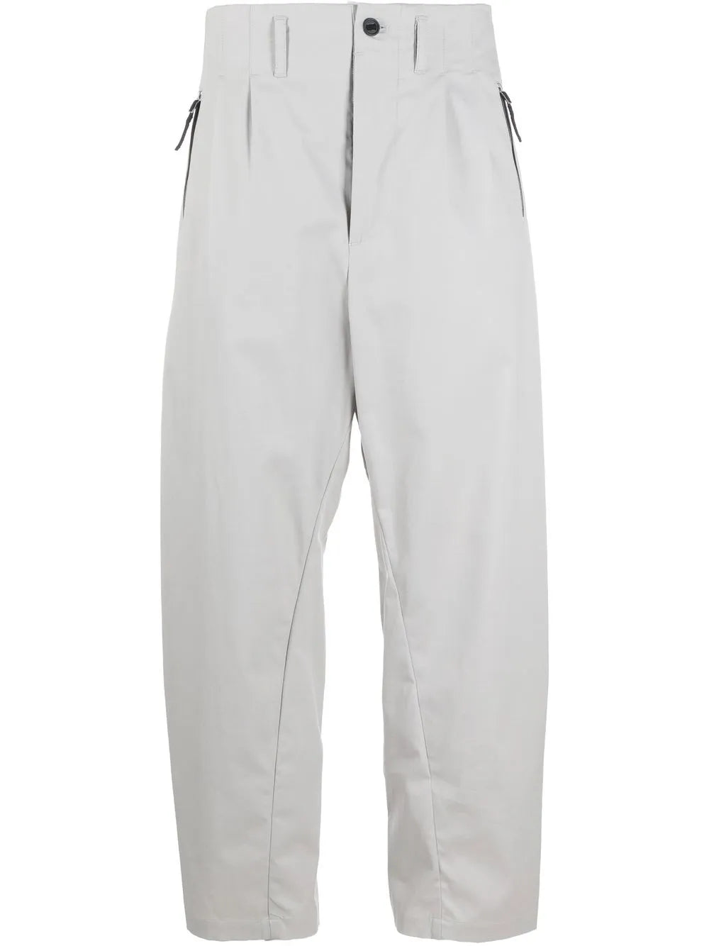 Pleat-Detail Zip-Pockets Worker Pants