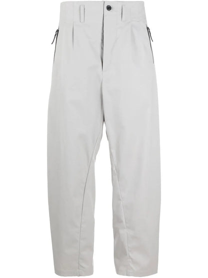 Pleat-Detail Zip-Pockets Worker Pants