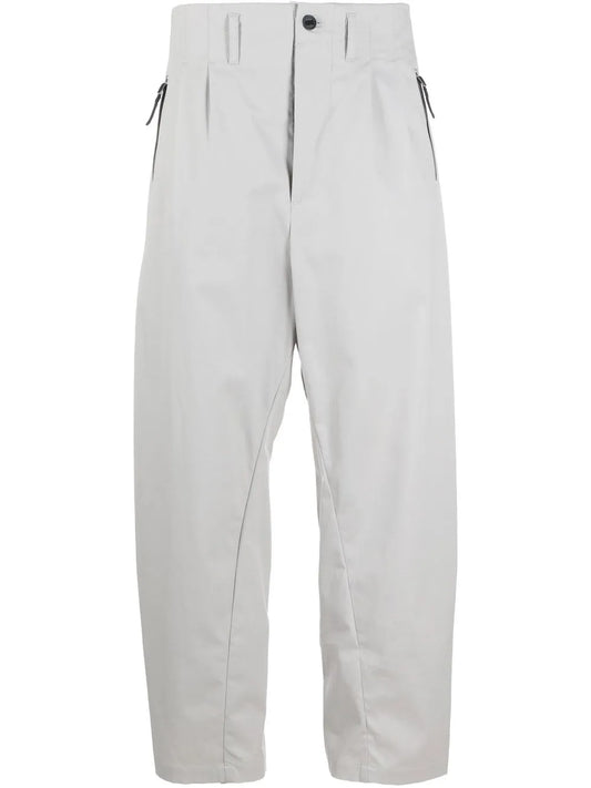 Pleat-Detail Zip-Pockets Worker Pants