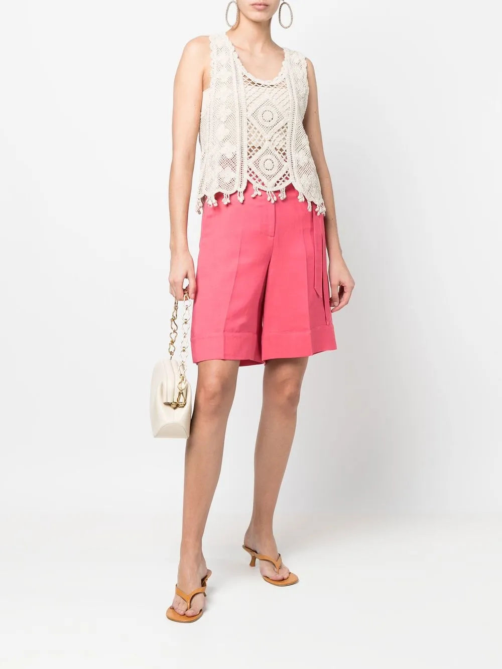 Tie-Waist Straight-Leg Shorts