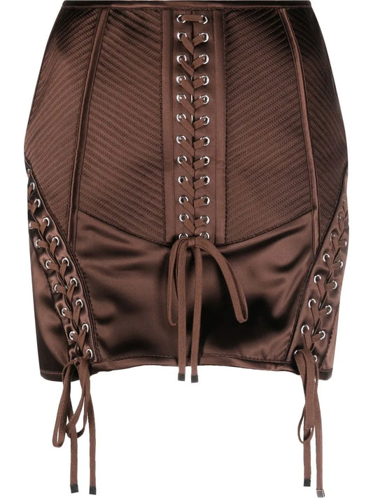 Lace-Up Mini Skirt