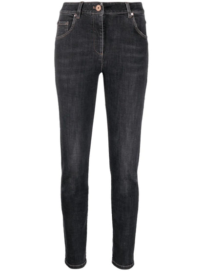 Patch Detail High-Waisted Jeans