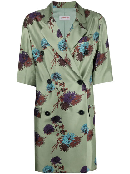 Floral Print Double-Breasted Dress