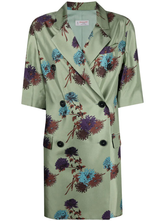 Floral Print Double-Breasted Dress