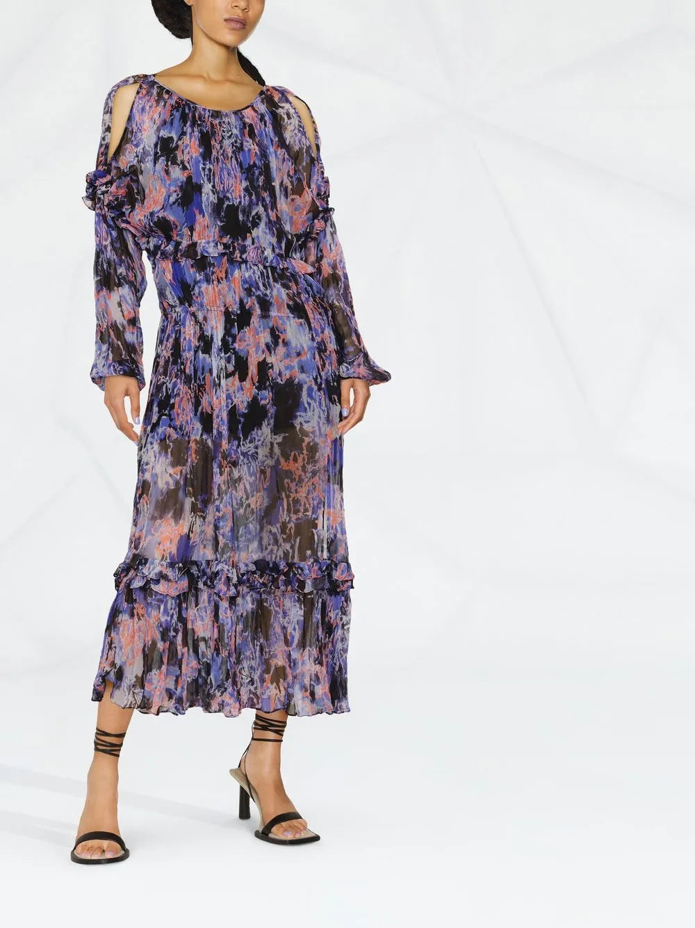 Janan Abstract-Print Plissé Dress