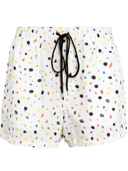 Neon Dash-Print Drawstring Shorts