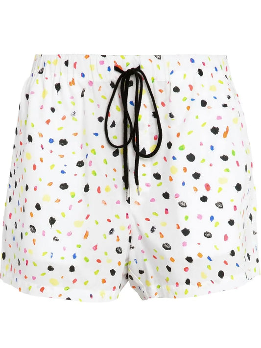 Neon Dash-Print Drawstring Shorts