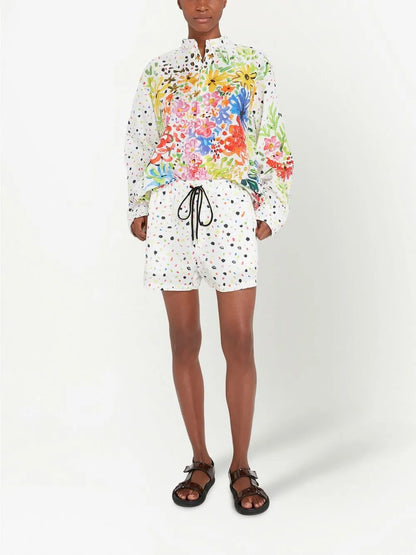 Neon Dash-Print Drawstring Shorts