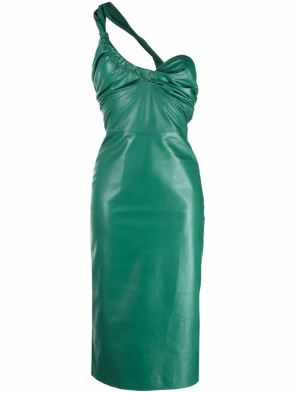 Elsa Ruched Leather Dress