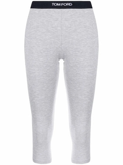 Cropped Logo-Waistband Leggings