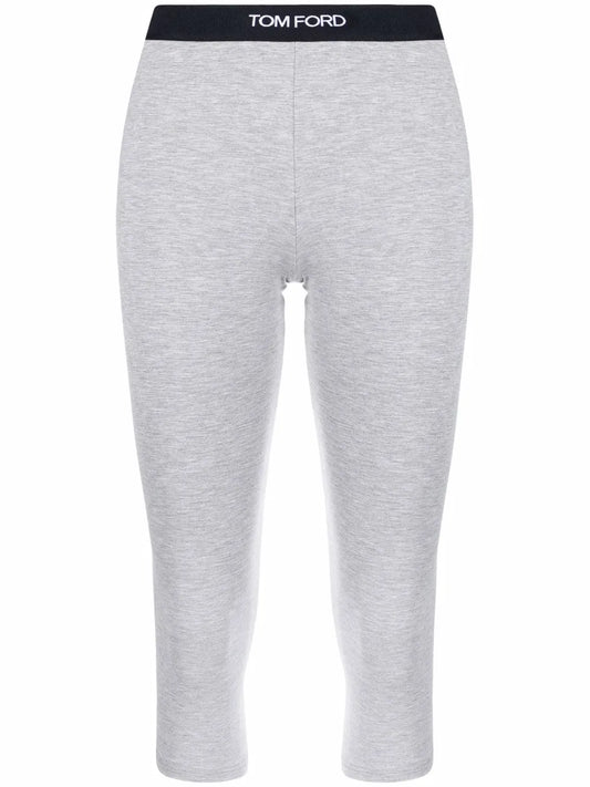 Cropped Logo-Waistband Leggings