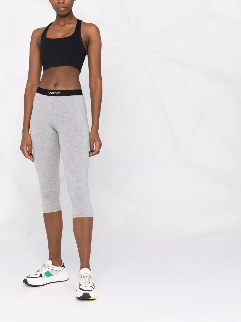 Cropped Logo-Waistband Leggings