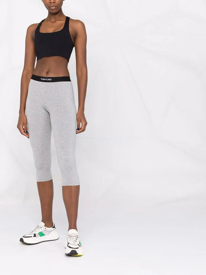 Cropped Logo-Waistband Leggings