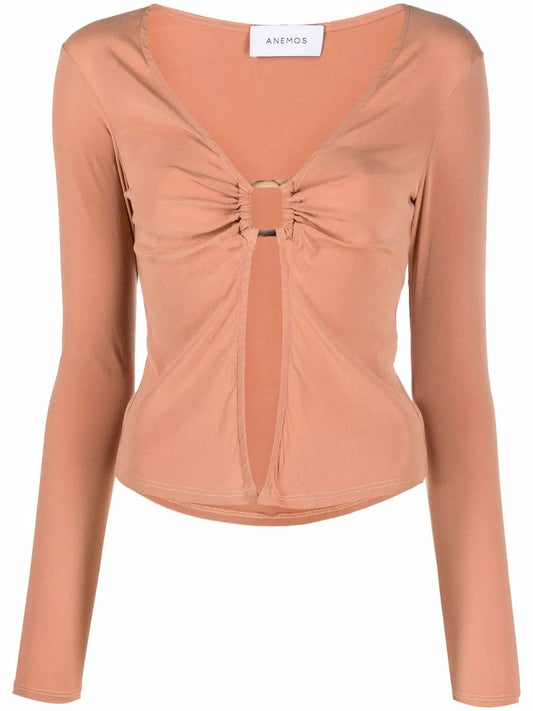 Ring-Detailed Long-Sleeved Top