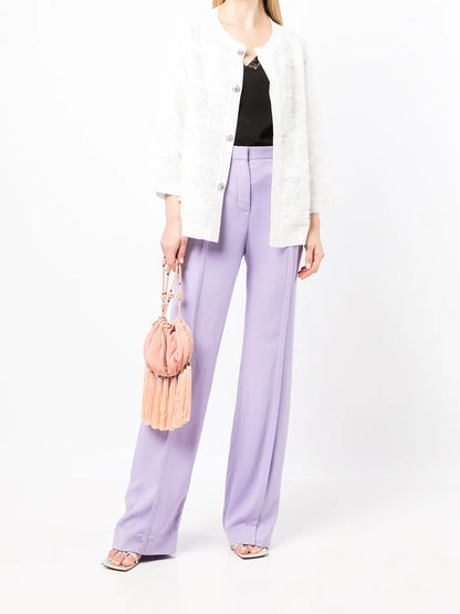Textured-Knit Crop-Sleeve Cardigan