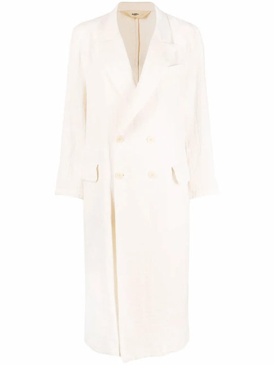 Peak-Lapels Button-Front Mid-Length Coat