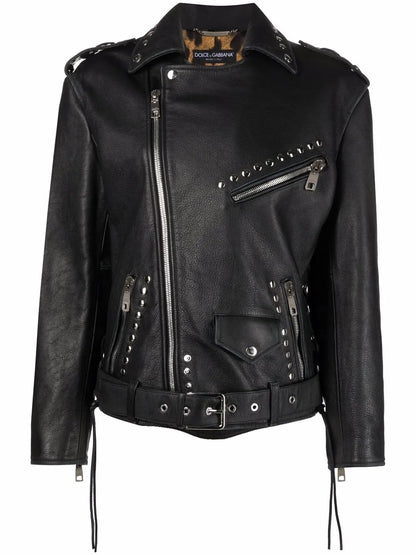 Studded Belted Biker Jacket