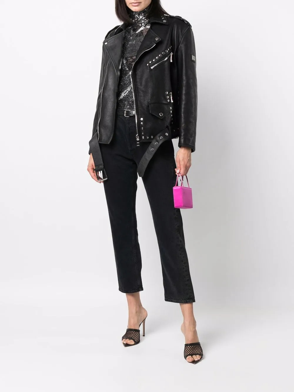 Studded Belted Biker Jacket