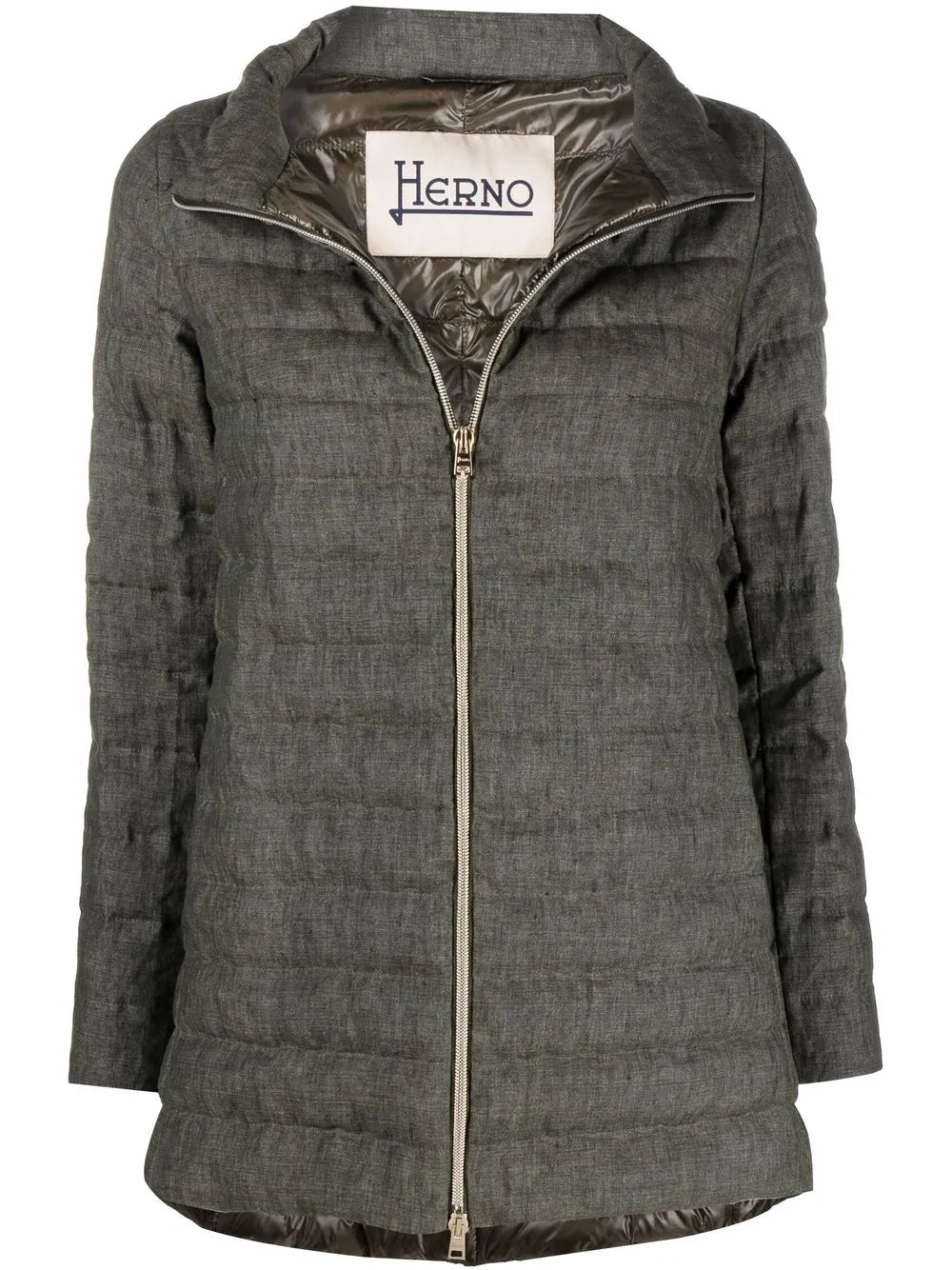 Zip-Up Linen Padded Coat