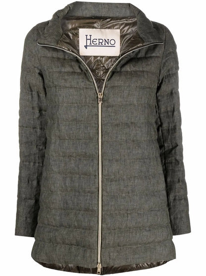 Zip-Up Linen Padded Coat