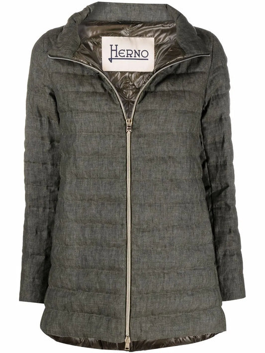 Zip-Up Linen Padded Coat