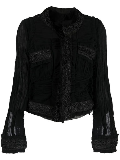 Embroidered Trim Fitted Jacket