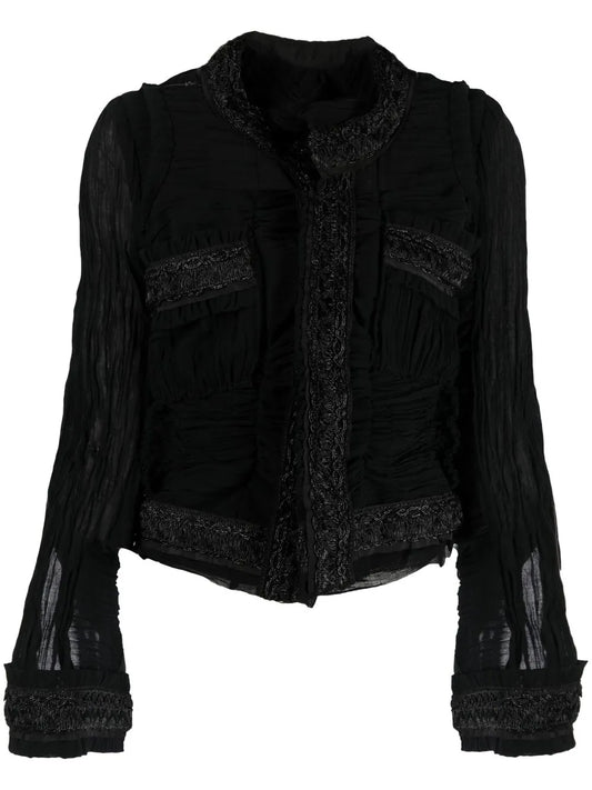 Embroidered Trim Fitted Jacket