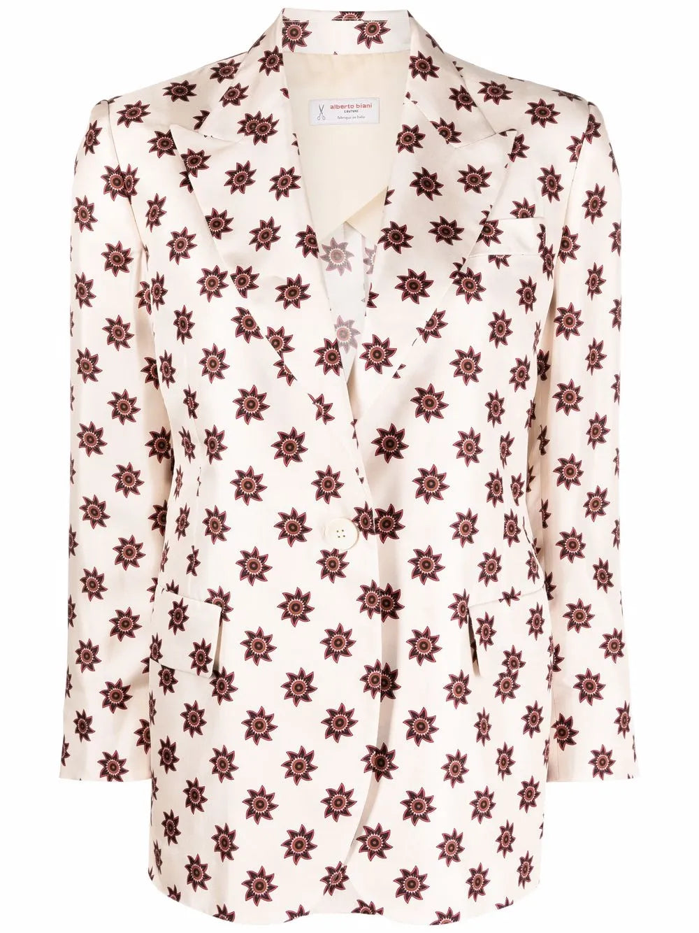 Geometric-Pattern Silk Blazer