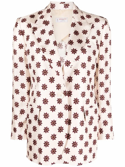 Geometric-Pattern Silk Blazer