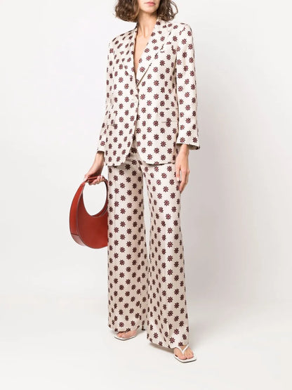 Geometric-Pattern Silk Blazer