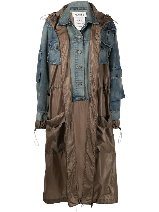 Layered-Look Panelled Midi Coat