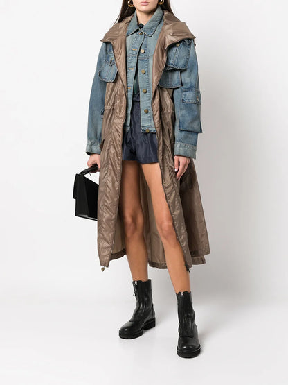 Layered-Look Panelled Midi Coat