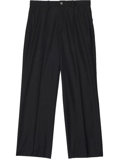 High-Waisted Wool Cropped Trousers