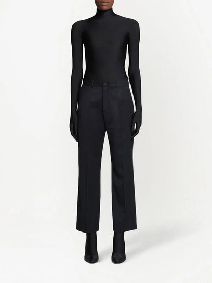 High-Waisted Wool Cropped Trousers