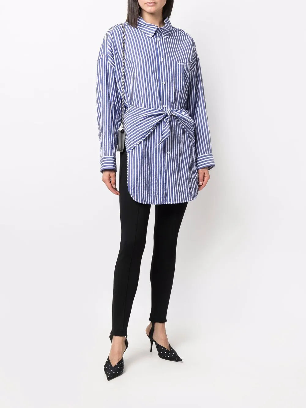 Oversized Knotted-Front Cotton Shirt