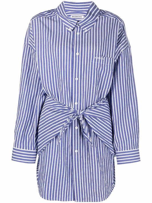 Oversized Knotted-Front Cotton Shirt