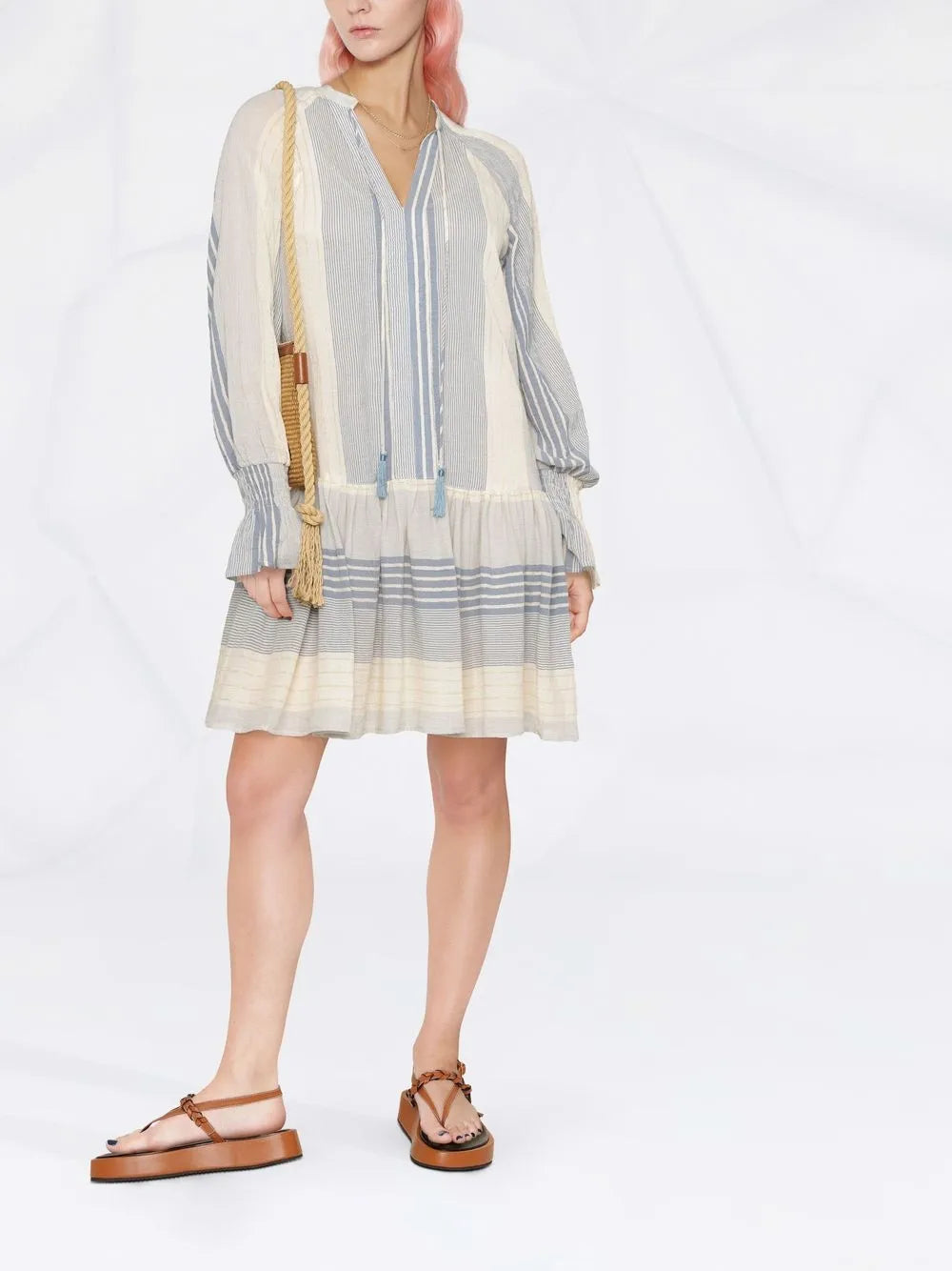 Short Striped Gauze Dress