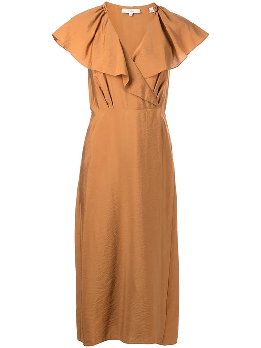Ruffled Wrap Midi Dress