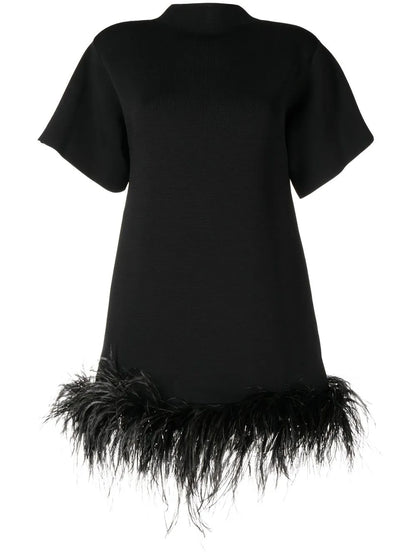Rita Feather-Trim Mini Dress