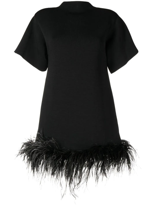 Rita Feather-Trim Mini Dress