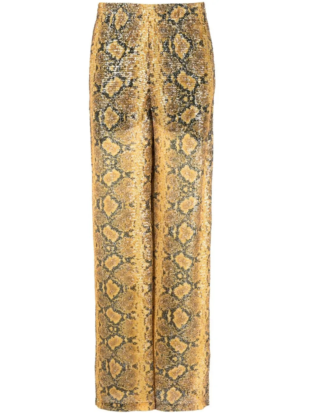 Sequin-Embellished Snakeskin-Print Trousers