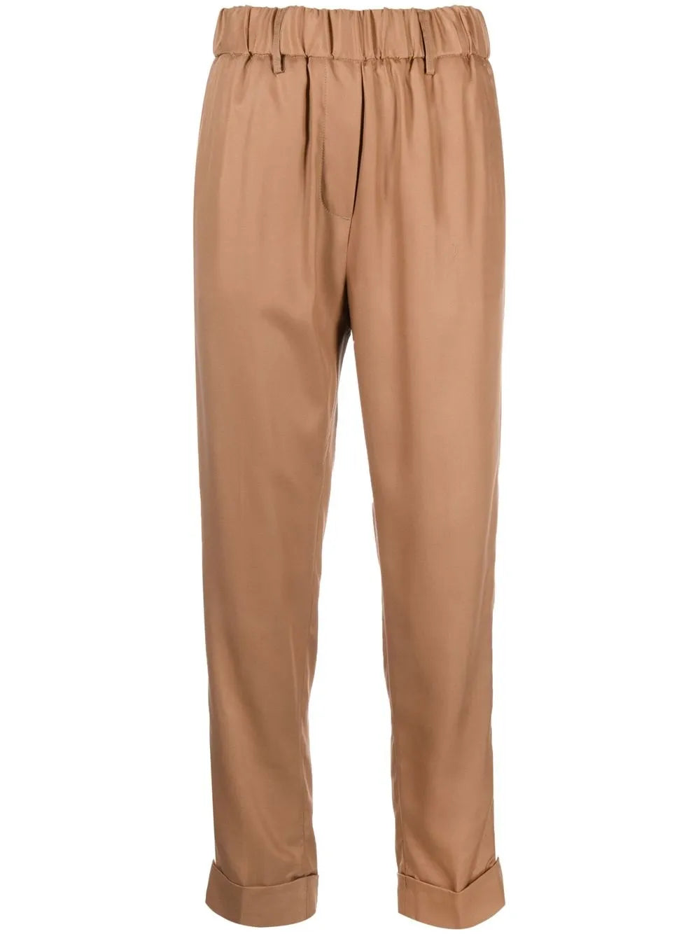 Cropped Elasticated-Waistband Trousers