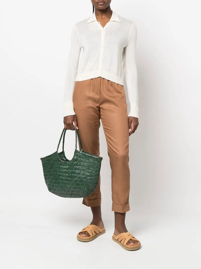 Cropped Elasticated-Waistband Trousers